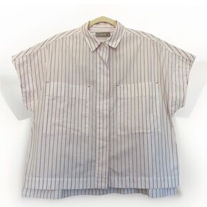 Everlane Boxy Oxford Short Sleeve Red Stripe Women’s Size Medium